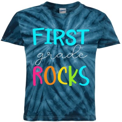 First Grade Rocks Team 1st Grade Teacher Long Sleeve Kids Tie-Dye T-Shirt