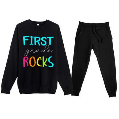 First Grade Rocks Team 1st Grade Teacher Premium Crewneck Sweatsuit Set