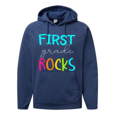 First Grade Rocks Team 1st Grade Teacher Performance Fleece Hoodie