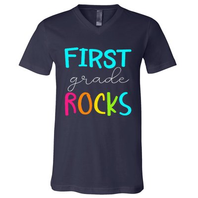 First Grade Rocks Team 1st Grade Teacher V-Neck T-Shirt