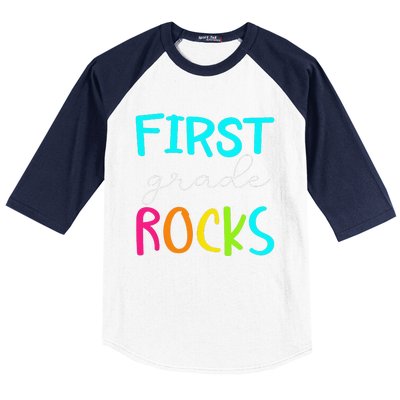 First Grade Rocks Team 1st Grade Teacher Baseball Sleeve Shirt