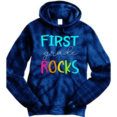 First Grade Rocks Team 1st Grade Teacher Tie Dye Hoodie