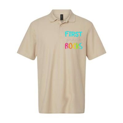 First Grade Rocks Team 1st Grade Teacher Softstyle Adult Sport Polo