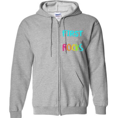 First Grade Rocks Team 1st Grade Teacher Full Zip Hoodie