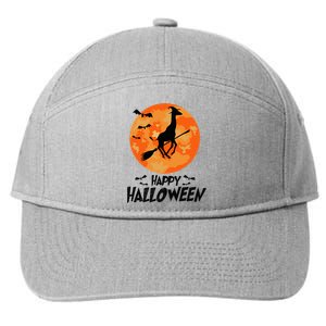 Funny Giraffe Ride Witch Shotgun Giraffe Halloween Full Moon 7-Panel Snapback Hat