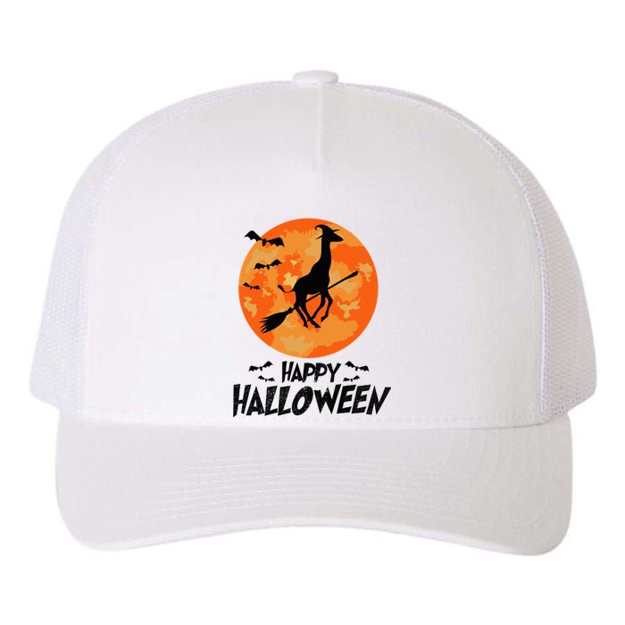 Funny Giraffe Ride Witch Shotgun Giraffe Halloween Full Moon Yupoong Adult 5-Panel Trucker Hat