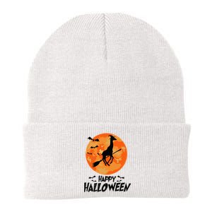 Funny Giraffe Ride Witch Shotgun Giraffe Halloween Full Moon Knit Cap Winter Beanie