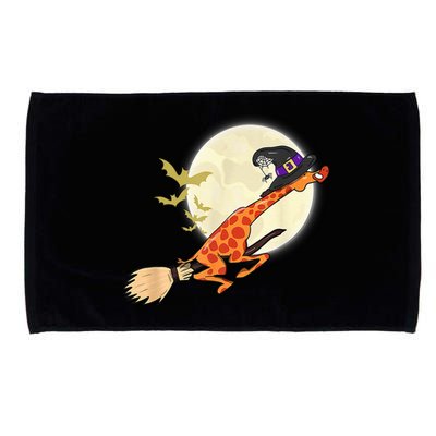 Funny Giraffe Ride Witch Shotgun Giraffe Halloween Bat Full Moon Microfiber Hand Towel