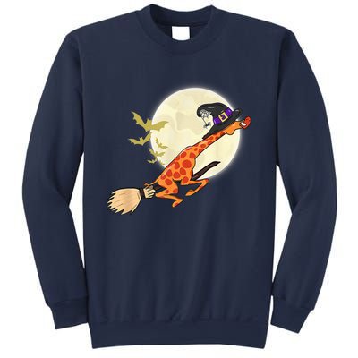 Funny Giraffe Ride Witch Shotgun Giraffe Halloween Bat Full Moon Sweatshirt