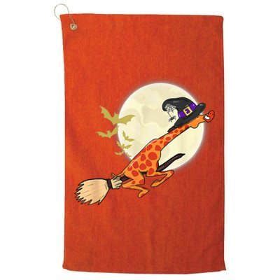 Funny Giraffe Ride Witch Shotgun Giraffe Halloween Bat Full Moon Platinum Collection Golf Towel