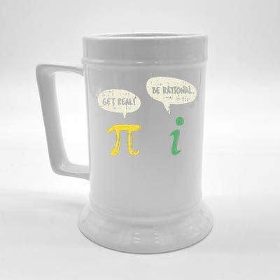 Funny Get Real Be Rational Pi Math Teacher Geek Gift Beer Stein