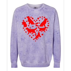 Funny Golden Retriever Design Dog Love Heart Valentine's Day Gift Colorblast Crewneck Sweatshirt