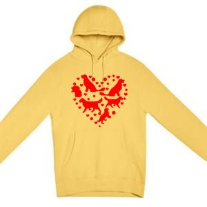 Funny Golden Retriever Design Dog Love Heart Valentine's Day Gift Premium Pullover Hoodie