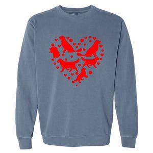 Funny Golden Retriever Design Dog Love Heart Valentine's Day Gift Garment-Dyed Sweatshirt