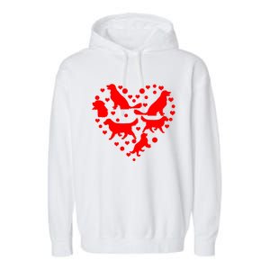 Funny Golden Retriever Design Dog Love Heart Valentine's Day Gift Garment-Dyed Fleece Hoodie