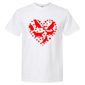 Funny Golden Retriever Design Dog Love Heart Valentine's Day Gift Garment-Dyed Heavyweight T-Shirt