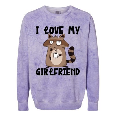 Funny Grumpy Raccoon Friend I Love My Friend Great Gift Colorblast Crewneck Sweatshirt