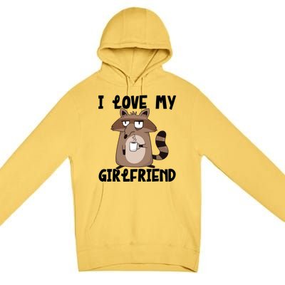 Funny Grumpy Raccoon Friend I Love My Friend Great Gift Premium Pullover Hoodie