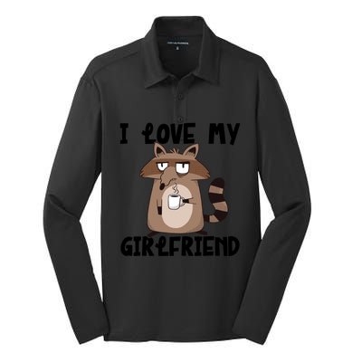 Funny Grumpy Raccoon Friend I Love My Friend Great Gift Silk Touch Performance Long Sleeve Polo