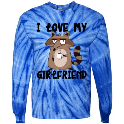 Funny Grumpy Raccoon Friend I Love My Friend Great Gift Tie-Dye Long Sleeve Shirt