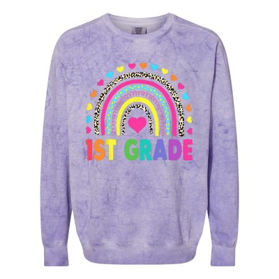 First Grade Rainbow Teacher Team 1st Grade Squad Colorblast Crewneck Sweatshirt