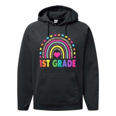 First Grade Rainbow Teacher Team 1st Grade Squad Performance Fleece Hoodie