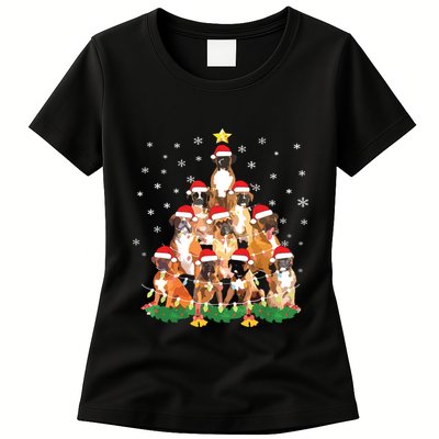 Funny Golden Retriever Christmas Lights Tree Dog Lover Xmas Womens T-Shirt