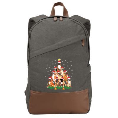 Funny Golden Retriever Christmas Lights Tree Dog Lover Xmas Cotton Canvas Backpack