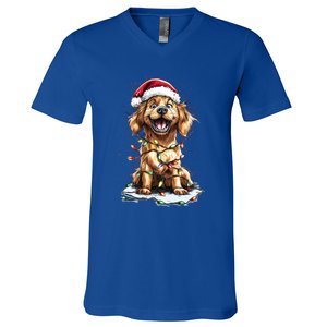 Funny Golden Retriever Christmas Dog Mom Santa Cute Puppy Gift V-Neck T-Shirt