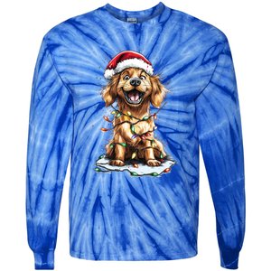 Funny Golden Retriever Christmas Dog Mom Santa Cute Puppy Gift Tie-Dye Long Sleeve Shirt