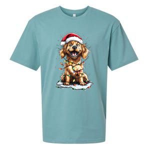 Funny Golden Retriever Christmas Dog Mom Santa Cute Puppy Gift Sueded Cloud Jersey T-Shirt