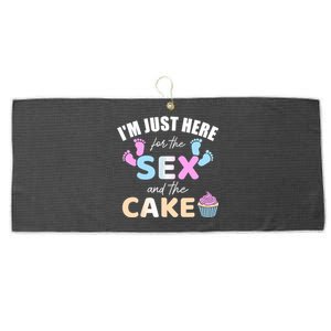 Funny gender reveal I'm here just for the sex and the cake Large Microfiber Waffle Golf Towel