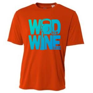 Funny Gym Rats Wod Now Wine Later Cute Gift Cooling Performance Crew T-Shirt