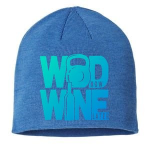 Funny Gym Rats Wod Now Wine Later Cute Gift Sustainable Beanie