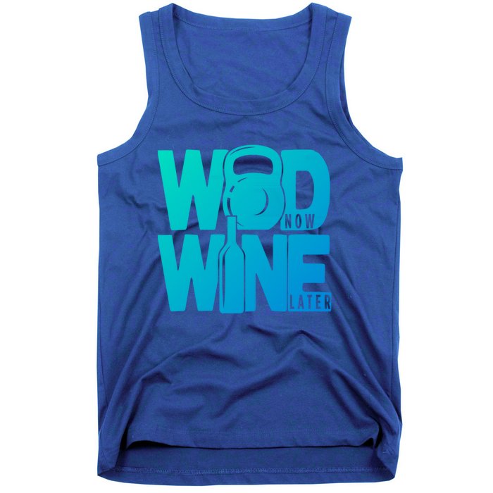 Funny Gym Rats Wod Now Wine Later Cute Gift Tank Top