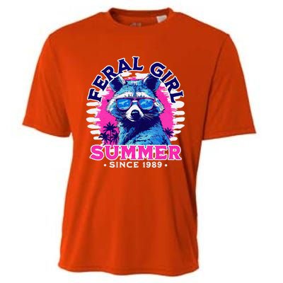 Feral Girl Racoon Summer Beach Sun Vibes Cooling Performance Crew T-Shirt