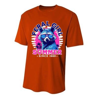 Feral Girl Racoon Summer Beach Sun Vibes Performance Sprint T-Shirt