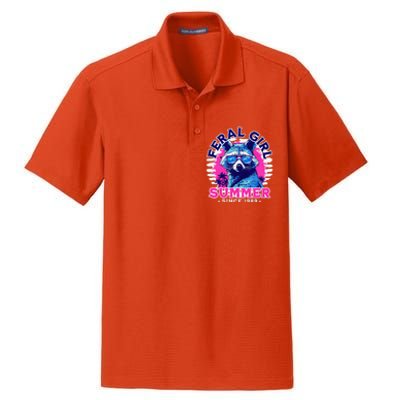 Feral Girl Racoon Summer Beach Sun Vibes Dry Zone Grid Polo