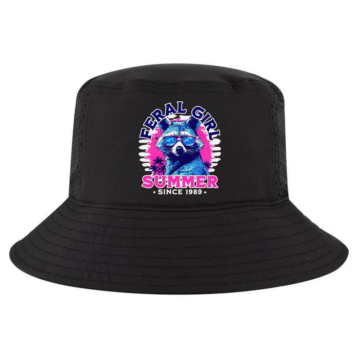 Feral Girl Racoon Summer Beach Sun Vibes Cool Comfort Performance Bucket Hat