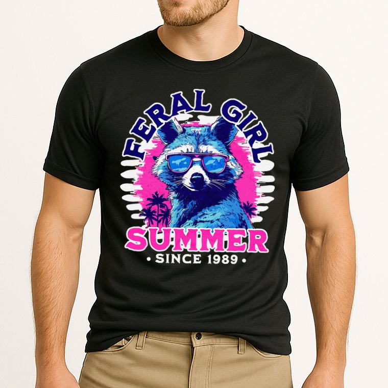 Feral Girl Racoon Summer Beach Sun Vibes Performance Shirt