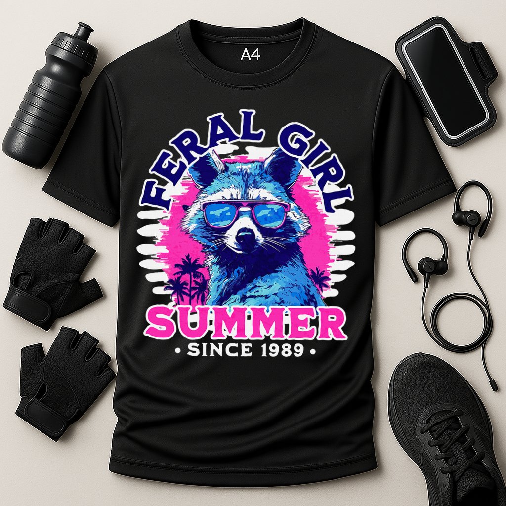 Feral Girl Racoon Summer Beach Sun Vibes Performance Shirt