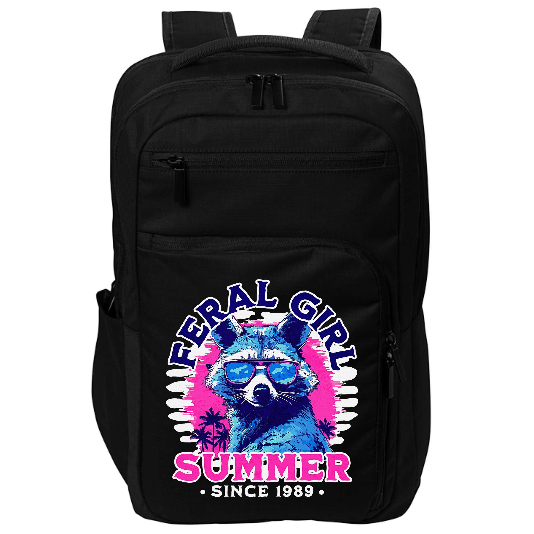 Feral Girl Racoon Summer Beach Sun Vibes Impact Tech Backpack