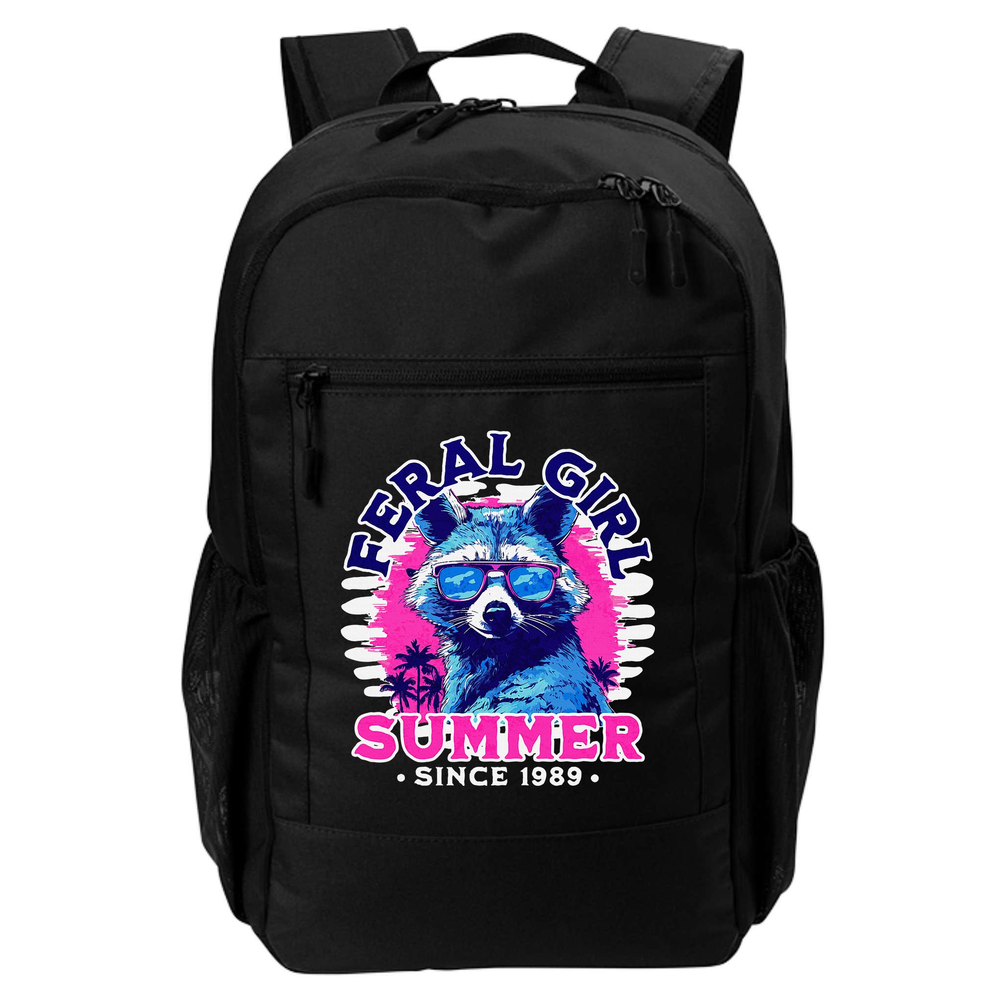 Feral Girl Racoon Summer Beach Sun Vibes Backpack