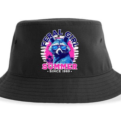 Feral Girl Racoon Summer Beach Sun Vibes Sustainable Bucket Hat