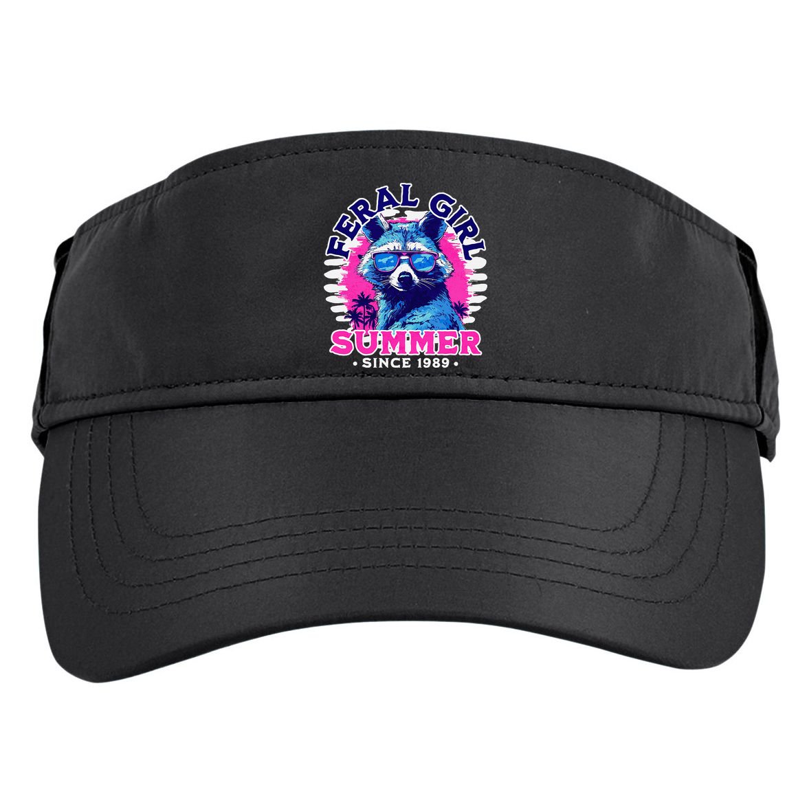 Feral Girl Racoon Summer Beach Sun Vibes Adult Drive Performance Visor
