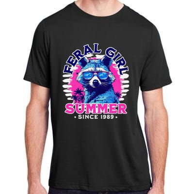 Feral Girl Racoon Summer Beach Sun Vibes Adult ChromaSoft Performance T-Shirt