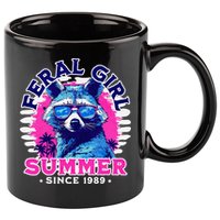 Feral Girl Racoon Summer Beach Sun Vibes 11oz C Handle Ceramic Mug