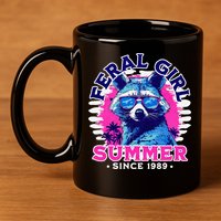 Feral Girl Racoon Summer Beach Sun Vibes 11oz C Handle Ceramic Mug
