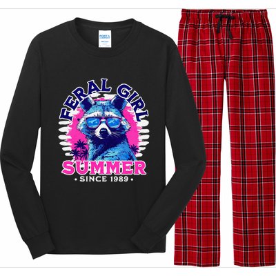 Feral Girl Racoon Summer Beach Sun Vibes Long Sleeve Pajama Set