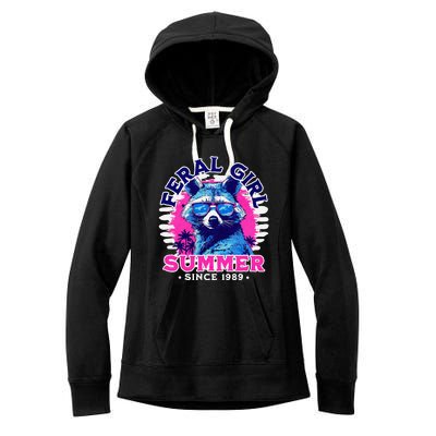 Feral Girl Racoon Summer Beach Sun Vibes Women's Fleece Hoodie